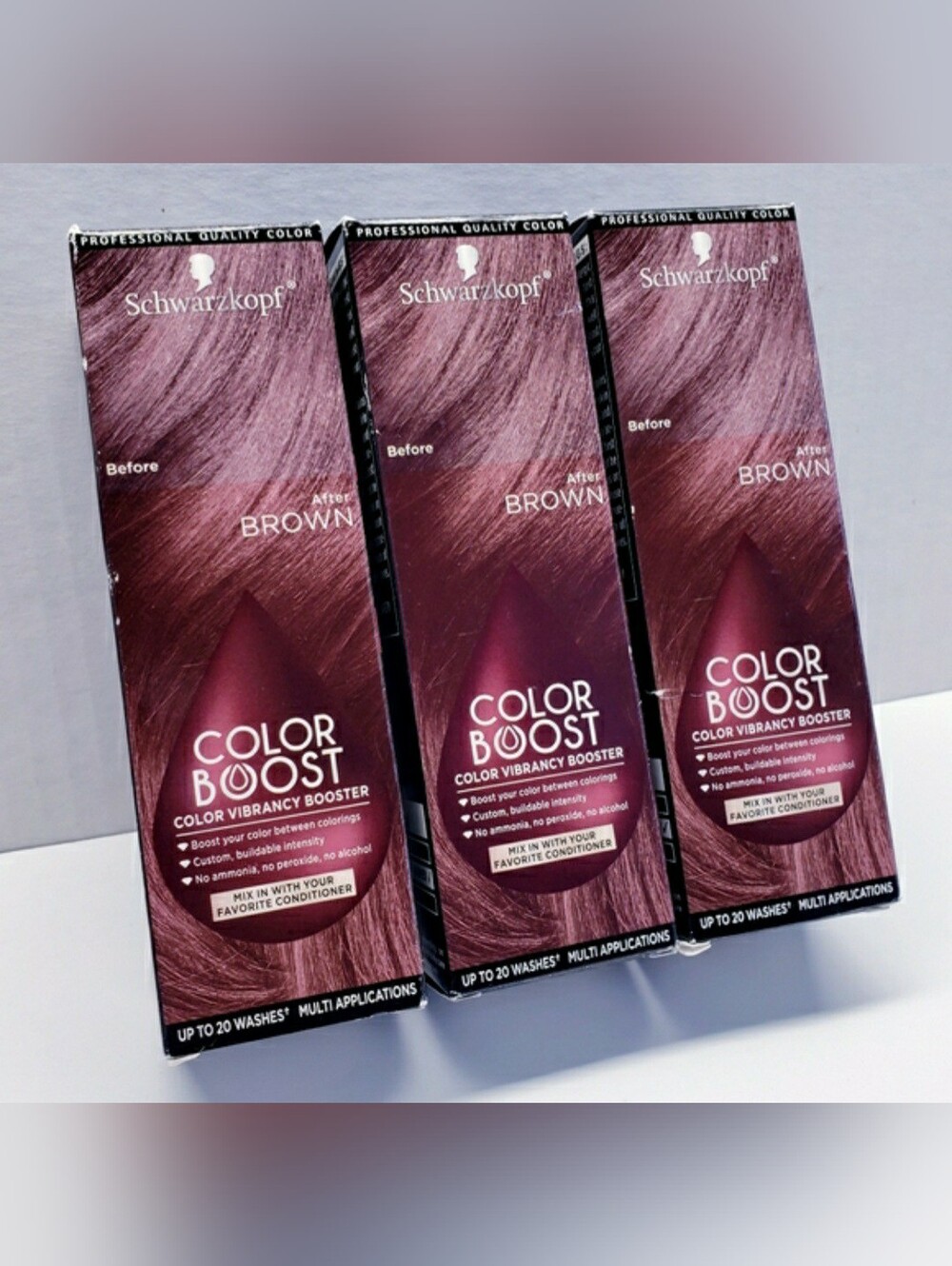 Schwarzkopf BROWN Color Boost Vibrancy Booster Up To 20 Washes (3 Pcs)